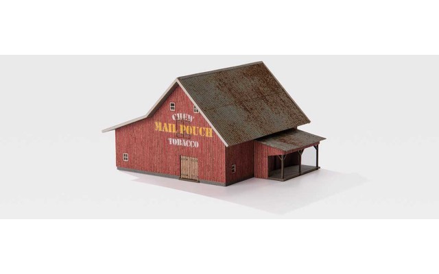 Archistories 111221-P | Saltbox Barn | Red Kit Package With Tractor and Fences